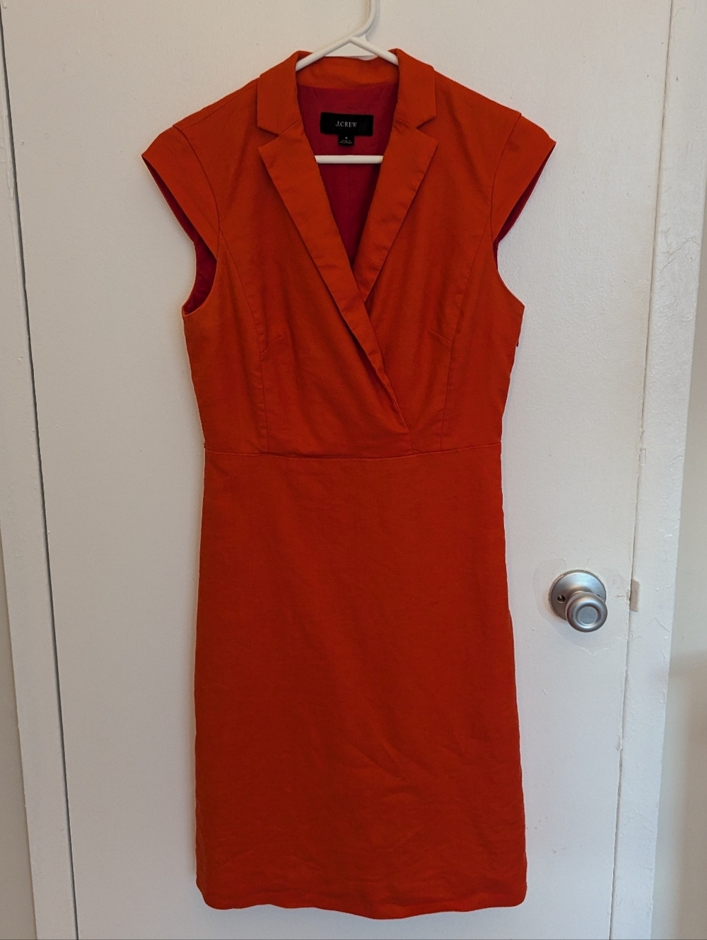 J. Crew Orange Notch-Collar Linen Blend Sheath Dress